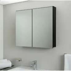 Espelho 70cm Preto Para Banheiro Armário 2 Portas Com Fundo - 100% MDF - MONTADO
