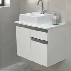 Balcão Gabinete Banheiro Parma Com Cuba 100% MDF - 60cm - MONTADO