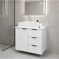 Balcão Gabinete 60cm Banheiro Pisa Com Cuba 100% MDF - 3 Gavetas - MONTADO