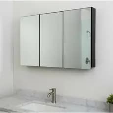 Espelho 90cm Preto para Banheiro Armário 3 Portas - 3 Portas - Fundo Eucatex - 100% MDF MONTADO