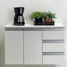Aparador 80cm Buffet - Cantinho do Café - Suspenso - 3 Gavetas - 2 Portas  - 100% MDF - MONTADO