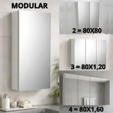 1 Un. -  Aéreo com Espelho MDF 15mm 80x40 Modular Grande - Montado - 80cm/120cm/160cm - Diversas Possibilidades