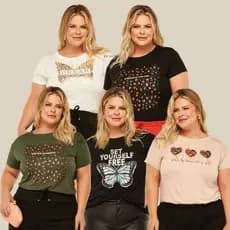 T-shirt Estampada Plus Size Moda Blogueira +17 Estampas