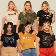 Kit 2 Blusa Plus Size T-shirt Moda Blogueira + 10 Estampas