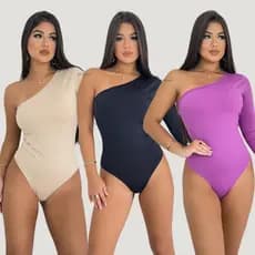Body Feminino Manga Única Suplex Com Bojo - Preto, Fucsia, Nude