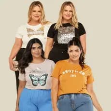 T-shirt Feminina Plus Size Moda Blogueira + 10 Estampas