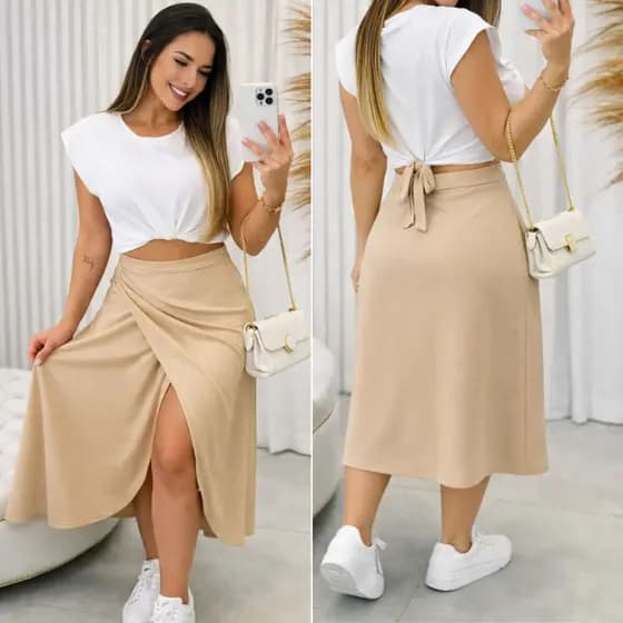 Saia Envelope Feminina Transpassada Saia Longa Feminina Duna