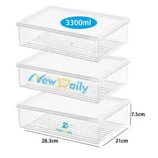Kit 3 Organizador de Geladeira Caixas Plásticas Com Tampa Organizadora Multi Uso 3300ml BC-35/36/37