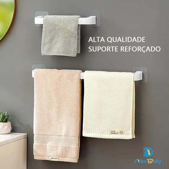 Suporte Adesivo Porta Toalhas Reforçado 46CM Organizador Banheiro Sem Furos Multiuso RY-10/RY-11/RC-03