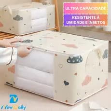 [75L] Caixa Saco Organizador Cobertor Casaco Guarda Roupa Ecológico Anti-Poeira Umidade Insetos Multiuso. OG-121-BC