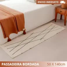 Passadeira 100% Algodão 0,50 x 1,40m Bordado Artesanal