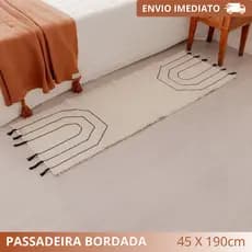 Passadeira 100% Algodão 0,45 x 1,90m Bordado Artesanal