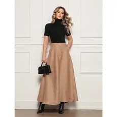 Saia longa alfaiataria moda evangelica feninino