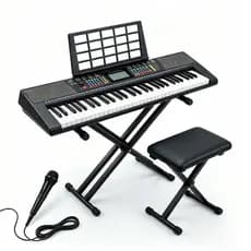 Piano digital VEDO de 61 teclas, kit de teclado de piano elétrico, 256 timbres, 256 ritmos — inclui suporte para piano,