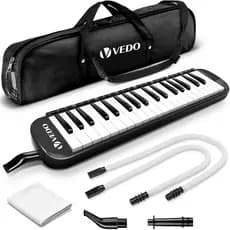 VEDO Melodica de 37 teclas com bolsa de transporte e teclado de piano de ar de 2 teclas com boquilha – Instrumento music