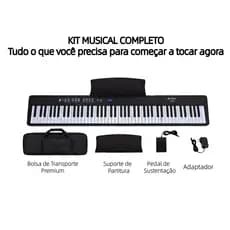 Piano dobrável de 88 teclas, piano elétrico sensível ao toque para iniciantes, teclado portátil, com suporte para pedal