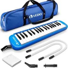 VEDO Melodica de 37 teclas com bolsa de transporte e teclado de piano de ar de 2 teclas com boquilha – Instrumento music