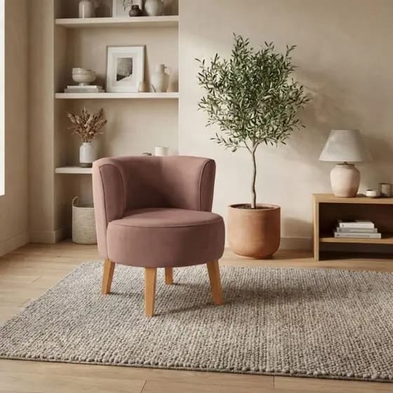 Poltrona Estofada para Sala de Jantar Ergonômica Macia Tecido Veludo Confortável Pés de Madeira