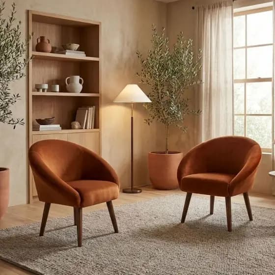 Jogo 2 Poltronas Aconchegante Tecido Veludo para Sala de Estar Pés Palito Reforçado