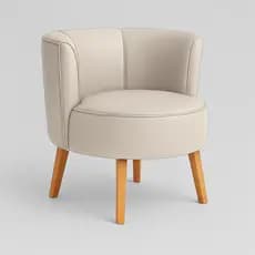 Poltrona Decor para Sala de Estar Aconchegante Moderna Reforçada Tecido Corano Pés de Madeira Ergônomica