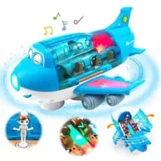 Brinquedo Avião Gira 360 Graus Com Som E Luzes Azul