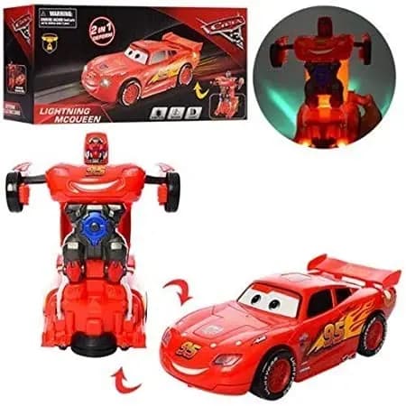 Carro Relâmpago Maquim Transformes Vira Robô Com Luz E Som