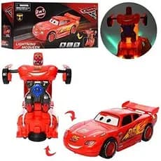 Carro Relâmpago Maquim Transformes Vira Robô Com Luz E Som