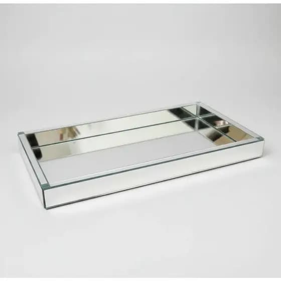 Bandeja espelhada decorativa retangular 12,5x25cm