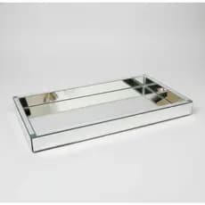 Bandeja espelhada decorativa retangular 12,5x25cm
