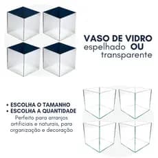 Kit de vasos de vidro espelhado ou transparente decoração arranjo porta treco