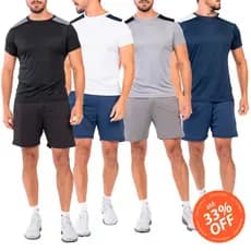 Kit 4 Camisetas masculinas + 4 Bermudas masculinas Dryfit com Elastano LVF9648-CJ1