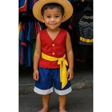 Fantasia Infantil Luffy One Piece com Chapéu de Palha