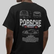 Camisa StreetWear Porsche 911 GT3 RS Realista unissex Algodão