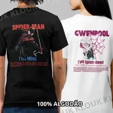 Kit Casal Camisetas Homem-aranha - Spider-Man e Gwenpool 100% Algodão