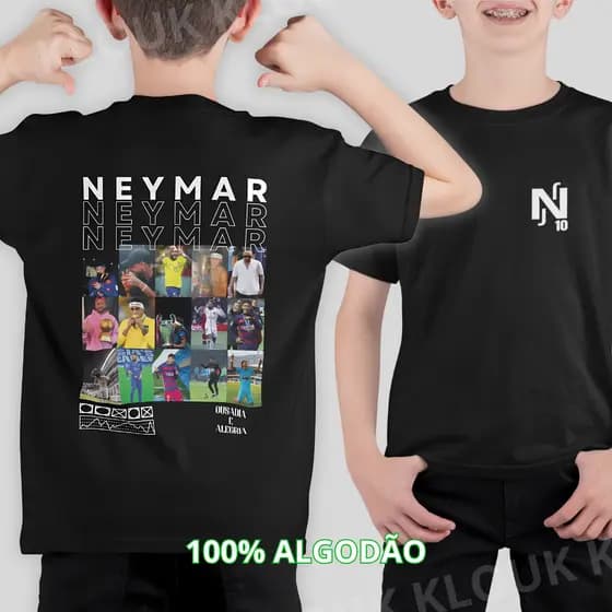 Camiseta Neymar Jr Infantil Juvenil 4 opções de estampa 100% Algodão