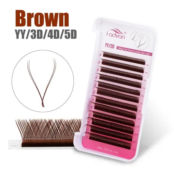 FADVAN Cílios Cor Marrom YY 3DW 4DW 5DW Forma Extensões De Postiços Naturais