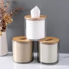 Porta Papel Higiênico Luxo com Tampa de MDF e Corpo Transparente Elegante