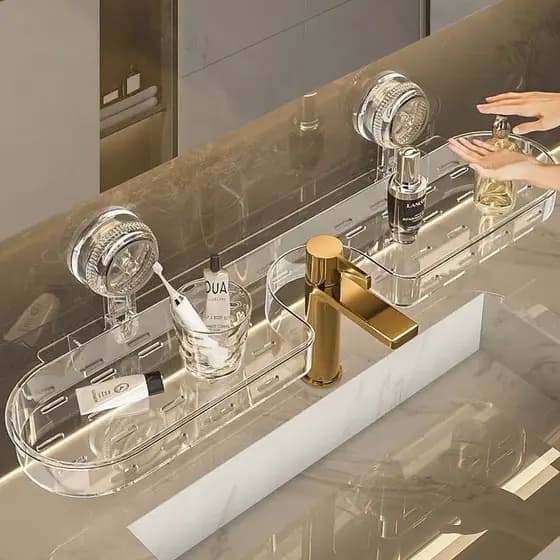 Cesta Multiuso com Ventosa para Banheiro e Cozinha, Sem Perfuração