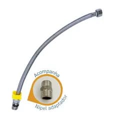 Engate Mangueira Flexivel Trancado Aco Inox 40cm c/Niple