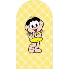 PAINEL PARA FESTAS, TEMA MAGALI AMARELO, ROMANO 2X1 EM TECIDO SUBLIMADO