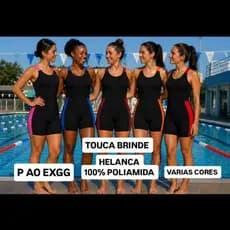 Macaquinho Feminino + Touca brinde Helanca de Poliamida Forrado Natação Hidroginástica Esporte Aquático PiscinaTriatlon