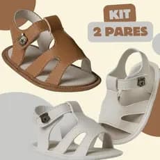 Kit 2 Pares Bebê Menino Sandália Infantil Casual  Confortável Cor Neutra JR Calcados Qualidade