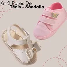 Kit 2 Pares de Sandália + Tênis Infantil Feminino Vários Modelos Para Menina Bebê Original Promoção