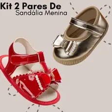 Kit 2 Pares De Sandália + Sapatilha Menina Criança Vários Modelos Confortável Lançamento