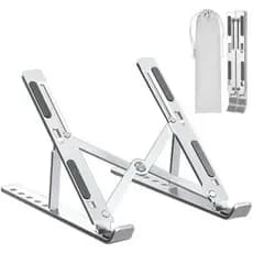 Suporte Para Notebook Alumínio Ajustável Dobrável Cor Prateada Para Mesa