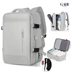 Mochila de viagem organizadora, mochila de negócios expansível USB, unissex