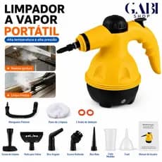 Limpador Portátil Vapor Seco 1100W Alta Temperatura Sanitizando | Máquina de Limpeza 110V com Escova GABISHOP