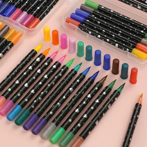 Canetas para Colorir com Glitter 2 pontas com 48 Cores