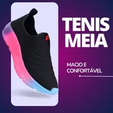 Tênis Meia colorido casual Feminino treino sem Cadarço Academia