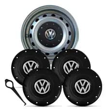 Jogo 4 Calotas Tampa Roda Ferro Vw Aro 13 14 15 Amarok 4 Furos